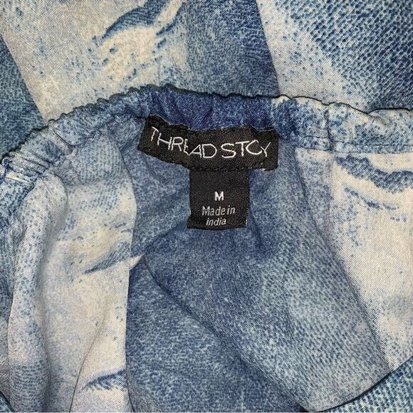 Blue Tie Dye Jumpsuit Women Medium Ruffle Elastic Waist Sleeveless Spring Summer - Picture 6 of 8